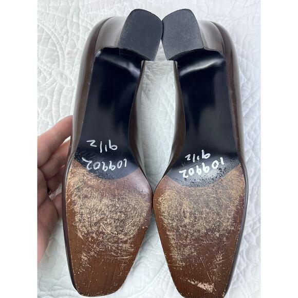 Stuart Weitzman Women's Size 9.5 Brown Patton Leather Dressy Block Heel Shoe - Picture 7 of 11